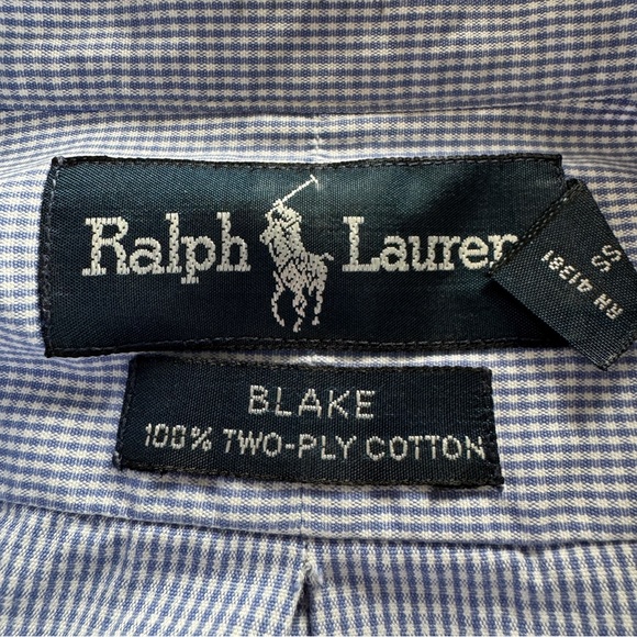 Ralph Lauren Blake Men's blue and white gingham classic oxford shirt SZ XXL - Picture 5 of 5